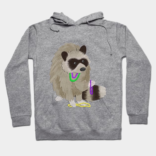 Paper craft Mardi Gras raccoon Hoodie by Black Squirrel CT